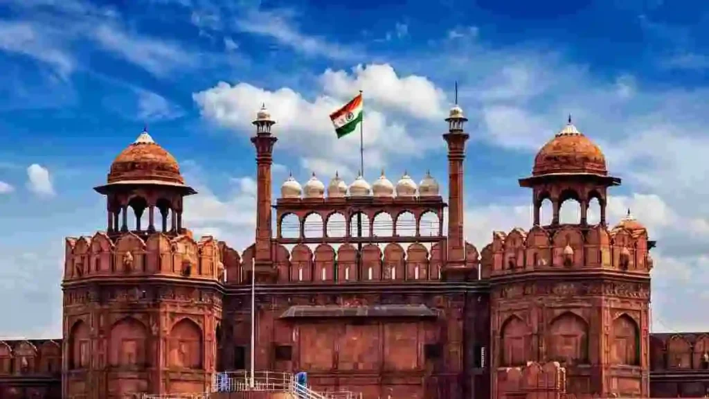 National Flag on Red Port
